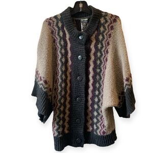 DEX sweater - medium - button down - wool blend - purple, black